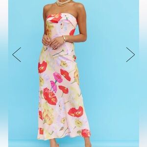 Hello Molly x Satin Floral Midi Maxi Gown Dress size S